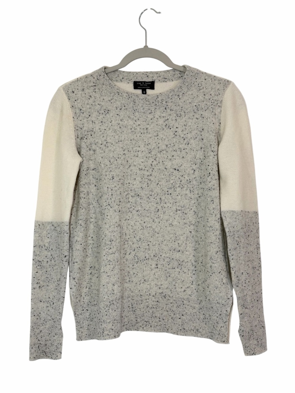 Rag & Bone 100% Cashmere Colorblock Speckled Crewneck Sweater XS